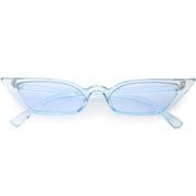 zeroUV Retro Women's Translucent Thin Cat Eye Color Tone Sunglasses C663 Sunglasses White Smoke Blue Blue