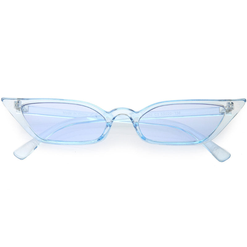 zeroUV Retro Women's Translucent Thin Cat Eye Color Tone Sunglasses C663 Sunglasses White Smoke Blue Blue