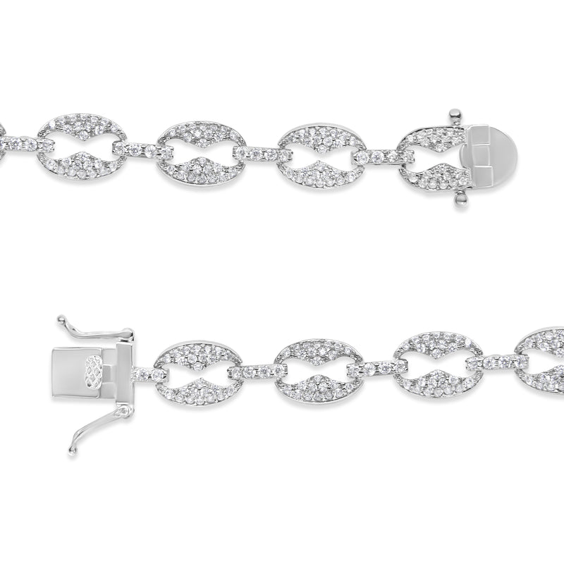 Bids.com 14K White Gold 1 1/2 Cttw Round Diamond Set Link Bracelet (I-J Color, I1-I2 Clarity) - 7" Bracelets White Smoke White.Gold / 7