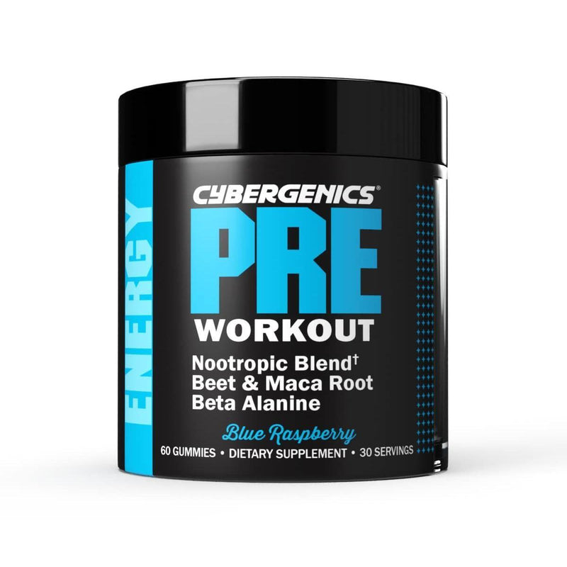 Cybergenics Cybergenics Pre Workout Gummies Supports Energy Levels, Blue Raspberry Fitness & Nutrition Black