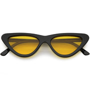 zeroUV Retro 1990's Narrow Color Tone Flat Lens Cat Eye Sunglasses C522 Sunglasses White Smoke Black Orange