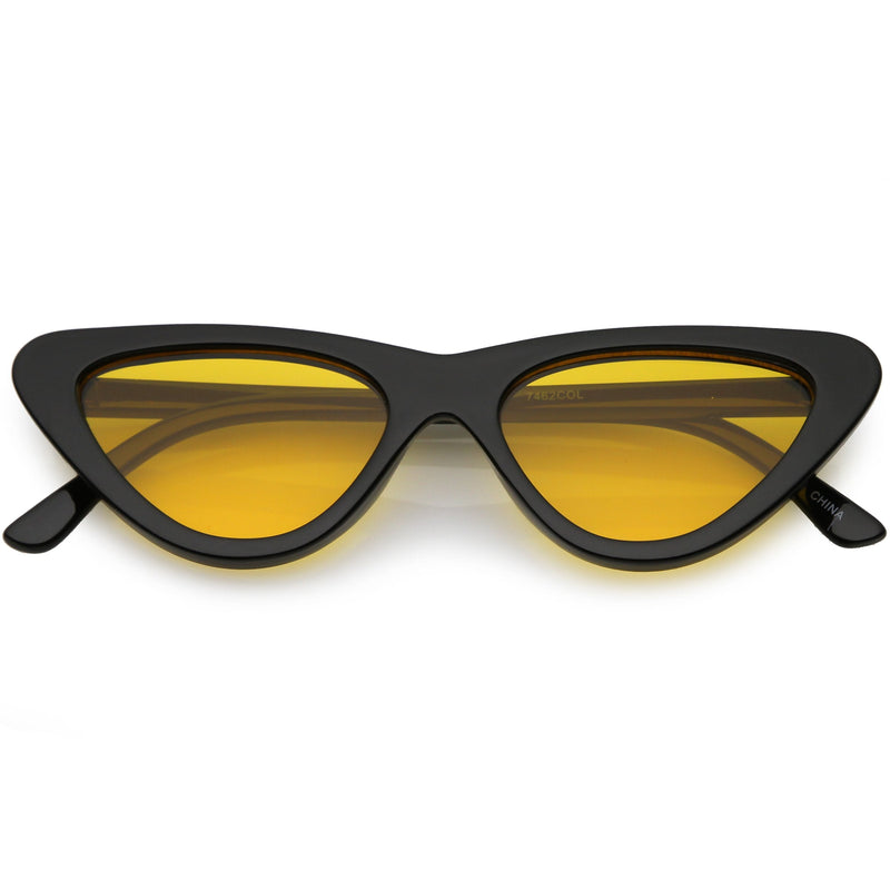 zeroUV Retro 1990's Narrow Color Tone Flat Lens Cat Eye Sunglasses C522 Sunglasses White Smoke Black Orange