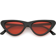 zeroUV Retro 1990's Narrow Color Tone Flat Lens Cat Eye Sunglasses C522 Sunglasses White Smoke Black Red