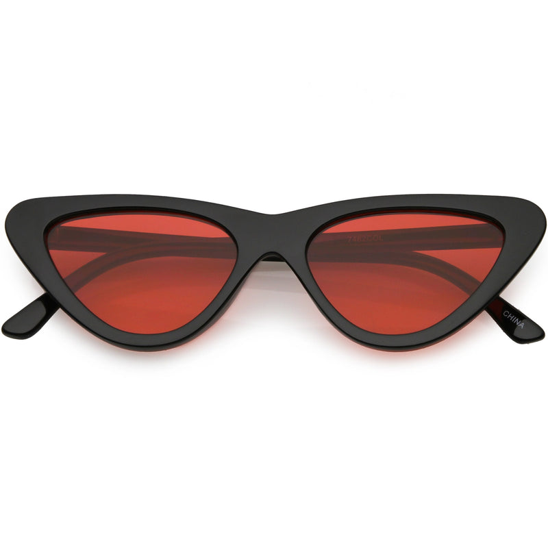 zeroUV Retro 1990's Narrow Color Tone Flat Lens Cat Eye Sunglasses C522 Sunglasses White Smoke Black Red