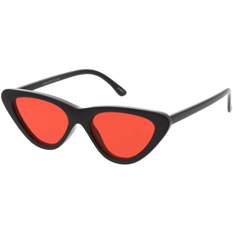 zeroUV Retro 1990's Narrow Color Tone Flat Lens Cat Eye Sunglasses C522 Sunglasses White Smoke Black Orange,Black Red,Black Blue,Black Yellow,Black Pink