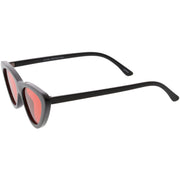 zeroUV Retro 1990's Narrow Color Tone Flat Lens Cat Eye Sunglasses C522 Sunglasses White Smoke Black Orange,Black Red,Black Blue,Black Yellow,Black Pink