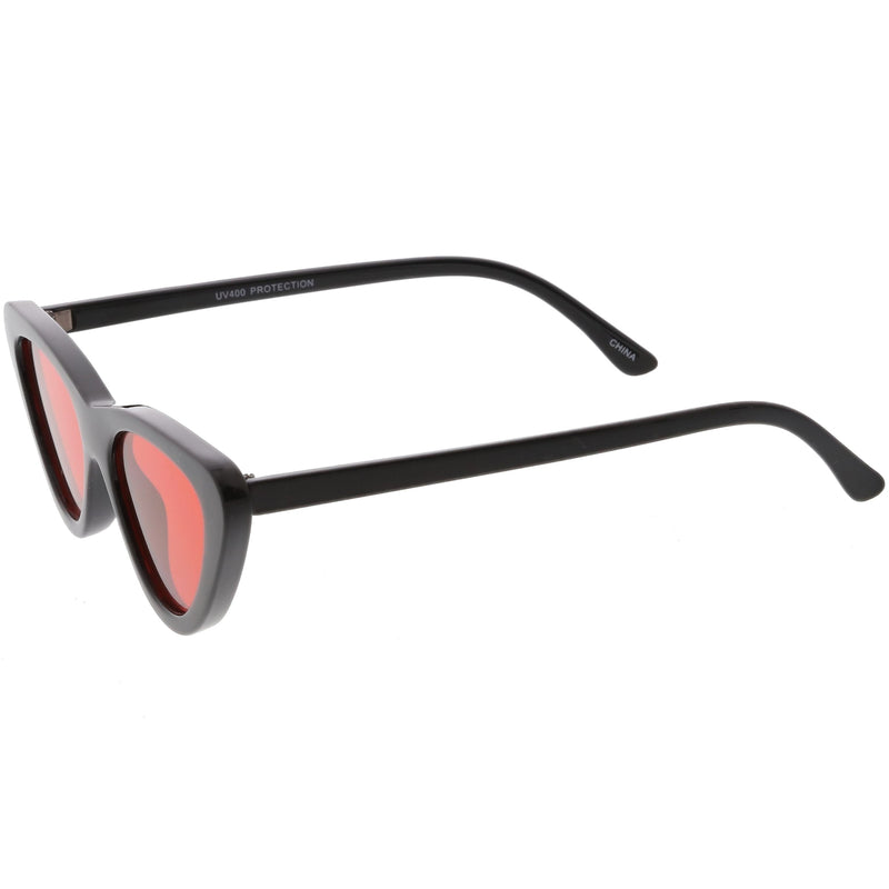 zeroUV Retro 1990's Narrow Color Tone Flat Lens Cat Eye Sunglasses C522 Sunglasses White Smoke Black Orange,Black Red,Black Blue,Black Yellow,Black Pink