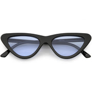 zeroUV Retro 1990's Narrow Color Tone Flat Lens Cat Eye Sunglasses C522 Sunglasses White Smoke Black Blue