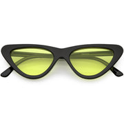 zeroUV Retro 1990's Narrow Color Tone Flat Lens Cat Eye Sunglasses C522 Sunglasses White Smoke Black Yellow