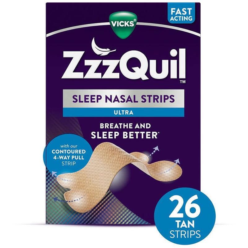 Vicks Vicks ZzzQuil  Sleep Ultra Nasal Strips 26Ea Snoring & Sleep Apnea Aids White Smoke