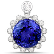 Bids.com 14.36 Carat Genuine Tanzanite and White Diamond 18K White Gold Pendant Pendants White Smoke