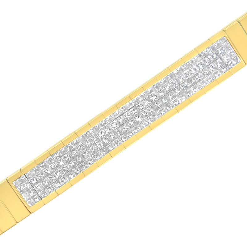 Bids.com 14K Yellow Gold 3 5/8 cttw Invisible Set Princess-Cut Diamond ID Tennis Bracelet (I-J Color, SI1-SI2 Clarity) - Size 7" Bracelets White Smoke Yellow.Gold / 7