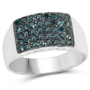 Bids.com 0.48 Carat Genuine Blue Diamond .925 Sterling Silver Ring Rings White Smoke size 9.00,size 10.00,size 11.00,size 6.00,size 7.00,size 8.00