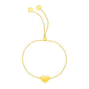 Bids.com 14k Yellow Gold Adjustable Heart Bracelet Bracelets White Smoke 9.25 / Yellow Gold