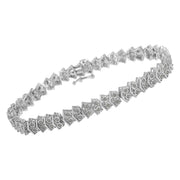 Bids.com .925 Sterling Silver 1.0 cttw Diamond "Arrow" Shape Tennis Link Bracelet (I-J Color, I3 Clarity) -7.25" Bracelets White Smoke White.Sterling Silver / 7.25