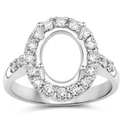 Bids.com 0.60 Carat Genuine White Diamond 14K White Gold Semi Mount Ring - holds 10x8mm Oval Gemstone Rings White Smoke size 7.00,size 6.00,size 8.00