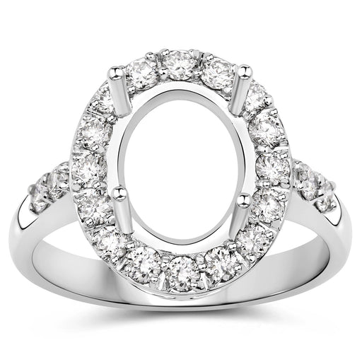 Bids.com 0.60 Carat Genuine White Diamond 14K White Gold Semi Mount Ring - holds 10x8mm Oval Gemstone Rings White Smoke size 7.00,size 6.00,size 8.00
