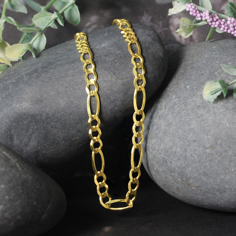 Bids.com 10K Yellow Gold Solid Figaro Chain (4.50 mm) Necklaces Black 18 / Yellow Gold,20 / Yellow Gold,22 / Yellow Gold,24 / Yellow Gold