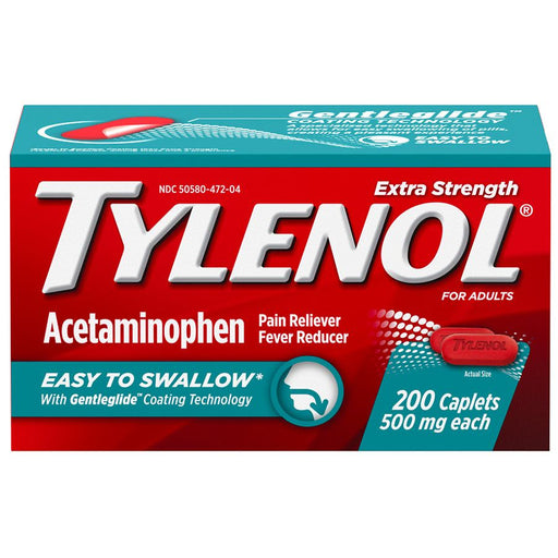 Tylenol Tylenol Extra Strength Acetaminophen Pain Reliever Caplets Medicine Cabinets Firebrick