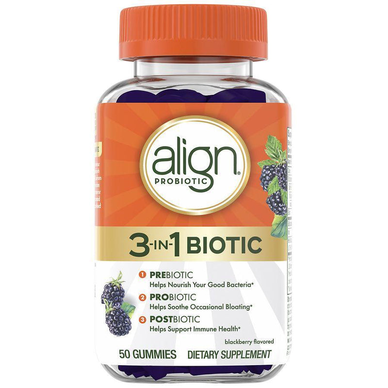 Align Align Daily Probiotic Gummies, Digestive Health Support, Blackberry Flavor, 50 Chewables Vitamins & Supplements White Smoke