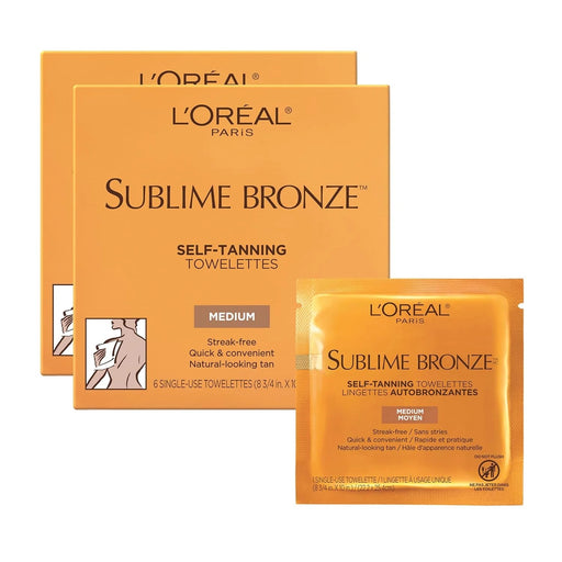 L'Oreal L'Oreal Paris Sublime Bronze Self-Tanning Towelettes Medium Natural Tan 6ct Health & Beauty White Smoke