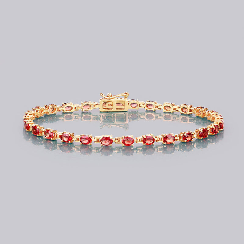 Bids.com 7.00 Carat Genuine Orange Sapphire 14K Yellow Gold Bracelet Bracelets Gray size 7.00