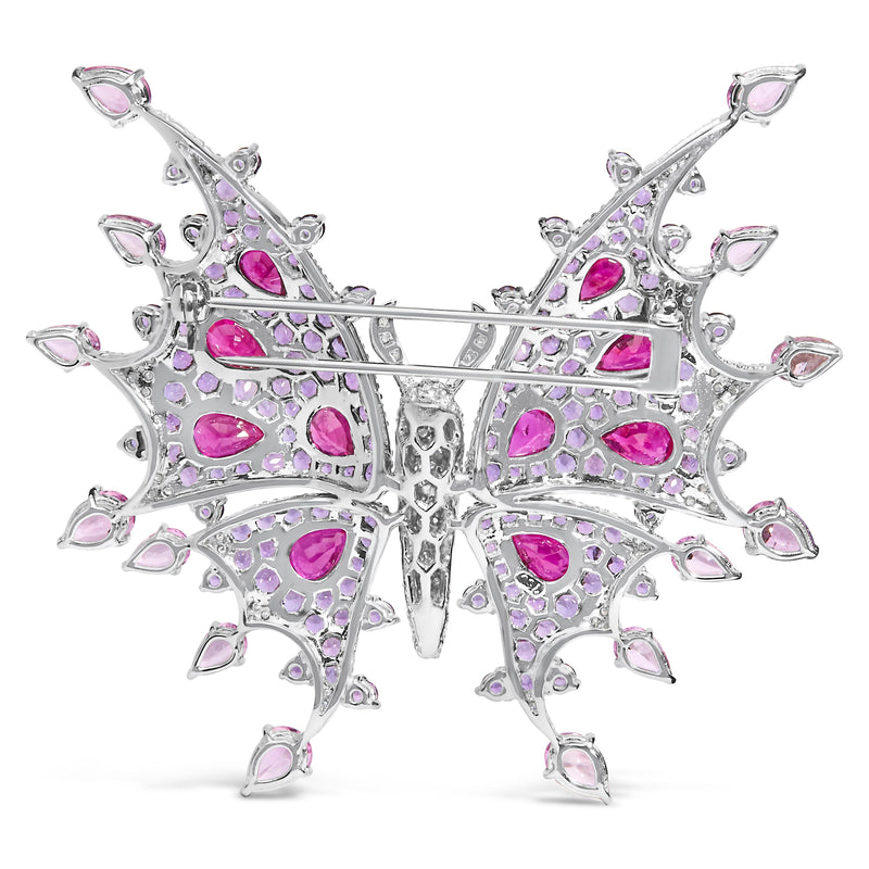 Bids.com 18K White Gold 1.00 Cttw Diamond, Ruby  Sapphire, and Amethyst Mixed Gemstone Butterfly Brooch Pin (G-H Color, VS1-VS2 Clarity) Accessories White Smoke White.Gold / 0.99