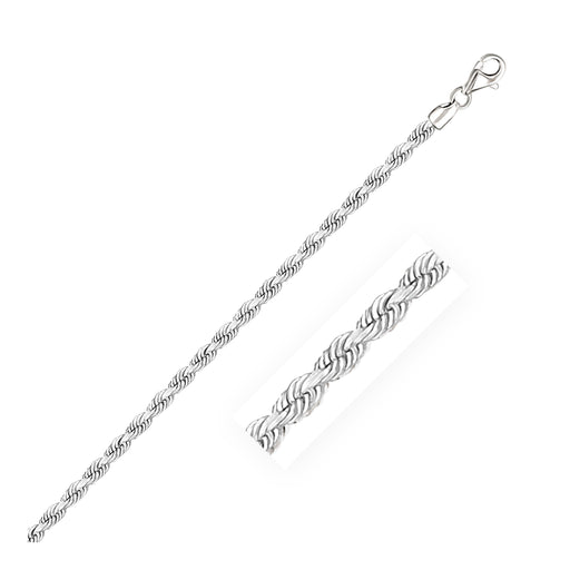 Bids.com 3.0mm 14k White Gold Solid Diamond Cut Rope Chain Necklaces White Smoke 18 / White Gold,20 / White Gold,22 / White Gold,24 / White Gold,30 / White Gold