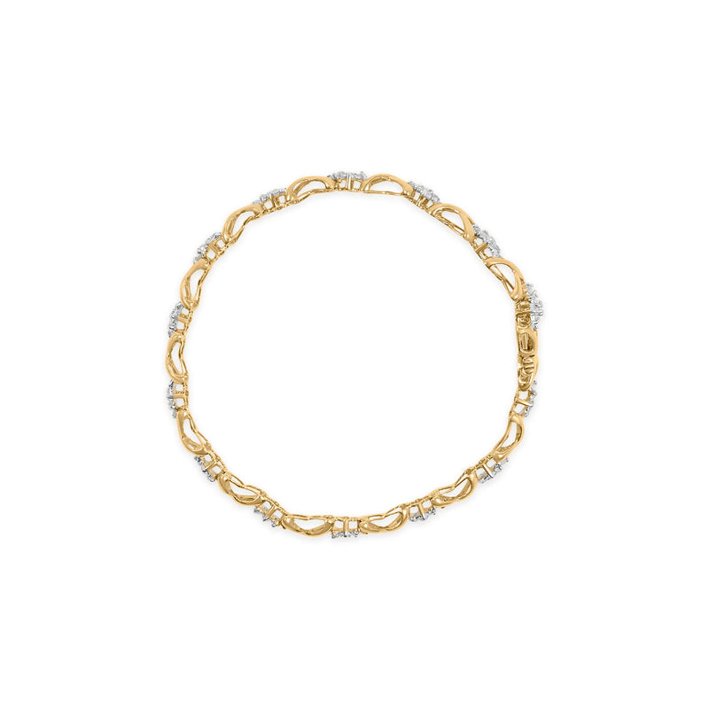 Bids.com 10k Yellow Gold 2.00 Cttw Diamond Cluster and Alternating "X" Link Bracelet (I-J Color, I3 Clarity) - 7" Bracelets White Smoke Yellow.Gold / 7