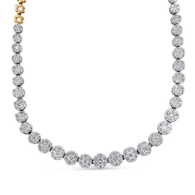 Bids.com IGI Certified 14K Yellow Gold 14 3/4 cttw Pave Set Round-Cut Diamond Riviera Necklace (F-G Color, S2-I1 Clarity) Necklaces White Smoke Yellow.Gold / 18