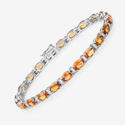 Bids.com 16.73 Carat Genuine Orange Sapphire and White Diamond 14K White Gold Bracelet Bracelets White Smoke size 7.00