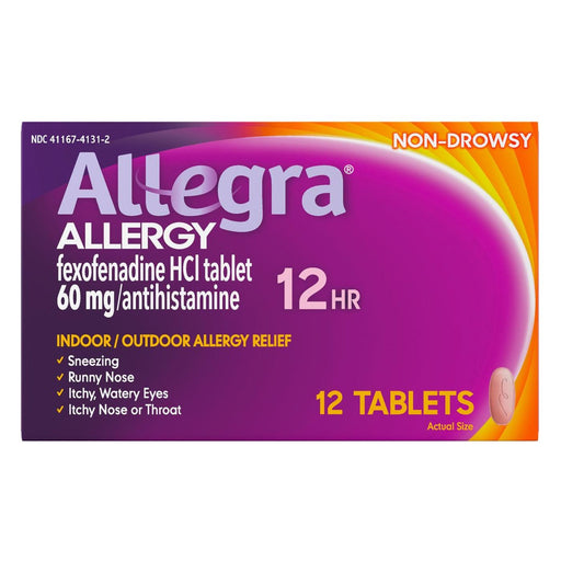 Allegra Allegra Adult Non-Drowsy Allergy Relief, 12 Hour (60mg), 12 Tablets Medicine & Drugs Dark Magenta