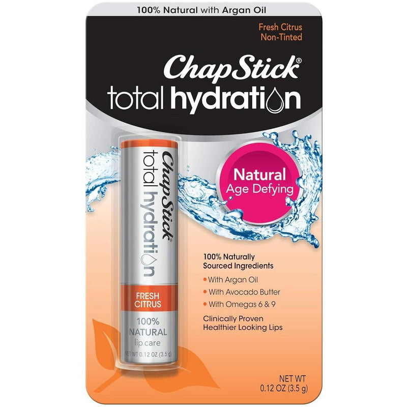 ChapStick ChapStick Total Hydration Fresh Citrus Lip Care 0.12 Oz Lip Balms & Treatments Black