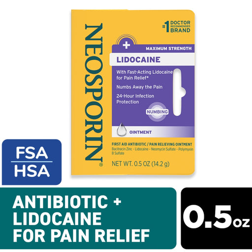 Neosporin Neosporin Maximum Strength  Ointment Lidocaine  0.5 Oz First Aid White Smoke