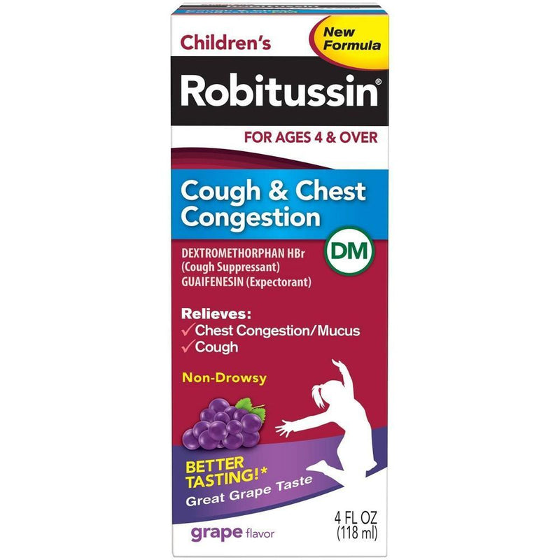 Robitussin Robitussin Children's Cough And Chest Congestion DM, Grape Flavor, Ages 4+, 4 Fl Oz Health & Beauty White Smoke