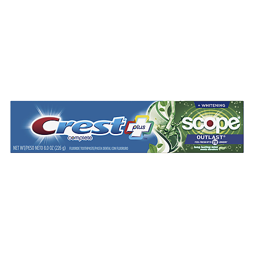 Crest Crest Complete Plus Scope Toothpaste, Fluoride, Whitening, Outlast, Long Lasting Mint Toothpaste Steel Blue