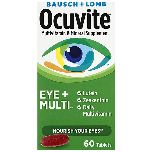 Ocuvite Ocuvite Bausch & Lomb Eye + Multi, 60 Tablets Vitamins & Supplements Dark Olive Green