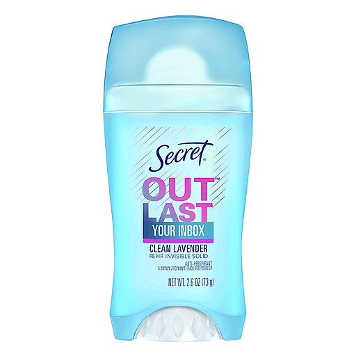 Secret Secret Invisible Solid Outlast Clean Lavender 2.6oz Deodorant Light Cyan