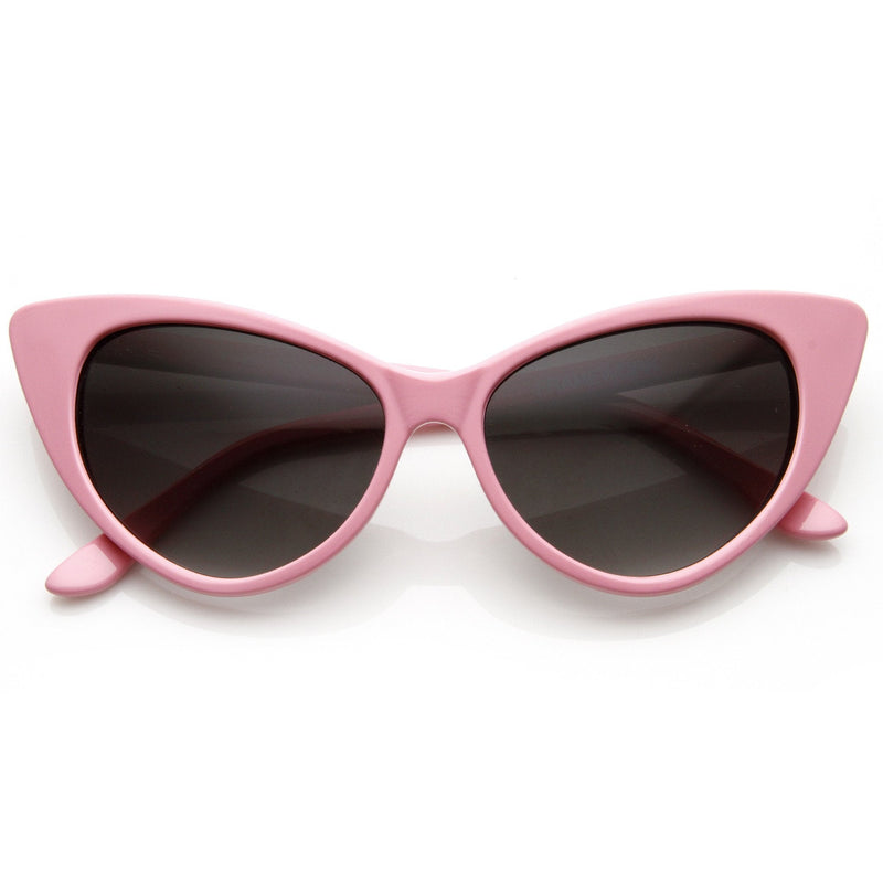 zeroUV Womens Fashion Hot Tip Pointed Vintage Cat Eye Sunglasses 8371 Sunglasses White Smoke Light Pink