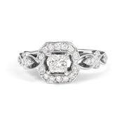 Bids.com 14K White Gold Diamond 3/4 Cttw Diamond Halo Style and Woven Shank Engagement Ring (G-H Color, VS2-SI1 Clarity) - Size 7 Rings White Smoke 7 / White.Gold