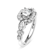 Bids.com 14K White Gold Diamond 3/4 Cttw Diamond Halo Style and Woven Shank Engagement Ring (G-H Color, VS2-SI1 Clarity) - Size 7 Rings White Smoke 7 / White.Gold