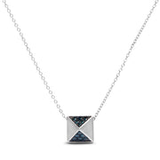 Bids.com 14K White Gold 1/4 Cttw Treated Blue Diamond Matte Finished Pyramid Pendant Necklace (Blue Color, SI1-SI2 Clarity) - 18" Inches Necklaces White Smoke White.Gold / 18