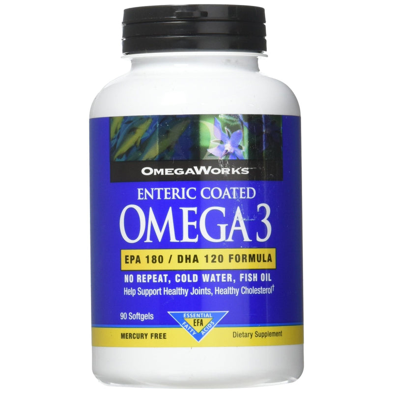 OmegaWorks OmegaWorks Omega-3 Enteric Coated 90 Soft Gels Vitamins & Supplements White Smoke