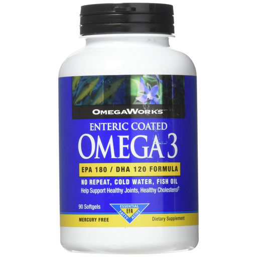 OmegaWorks OmegaWorks Omega-3 Enteric Coated 90 Soft Gels Vitamins & Supplements White Smoke