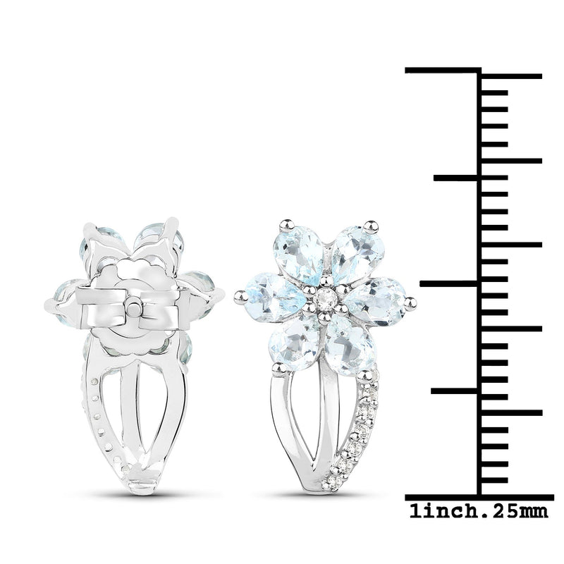 Bids.com 1.54 Carat Genuine Aquamarine and White Topaz .925 Sterling Silver Earrings Earrings White Smoke
