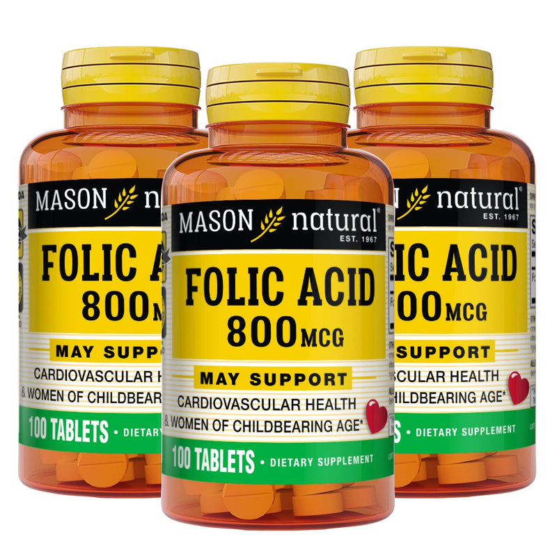 Mason Natural Mason Natural Folic Acid, 800 Mcg, Tablets Vitamins & Supplements White Smoke