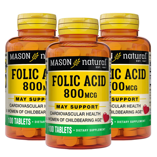 Mason Natural Mason Natural Folic Acid, 800 Mcg, Tablets Vitamins & Supplements White Smoke
