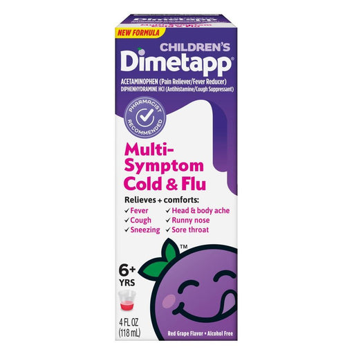 Dimetapp Dimetapp Cold & Flu, Multi Symptom, Red Grape Flavor, Children's 4 Fl Oz Personal Care White Smoke