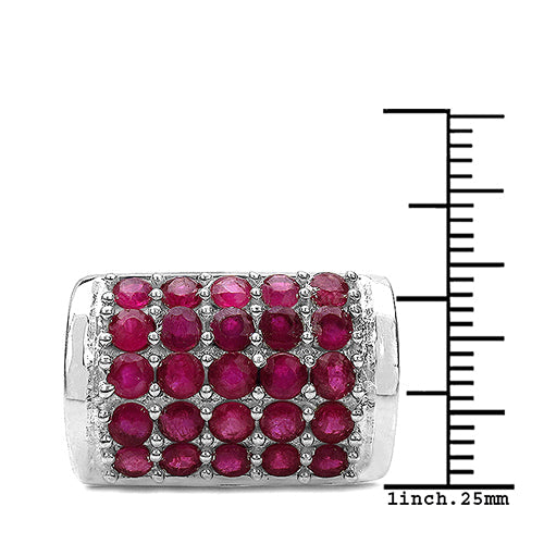 Bids.com 3.01 Carat Genuine Ruby & White Diamond .925 Sterling Silver Ring Rings White Smoke size 8.00,size 6.00,size 7.00,size 9.00