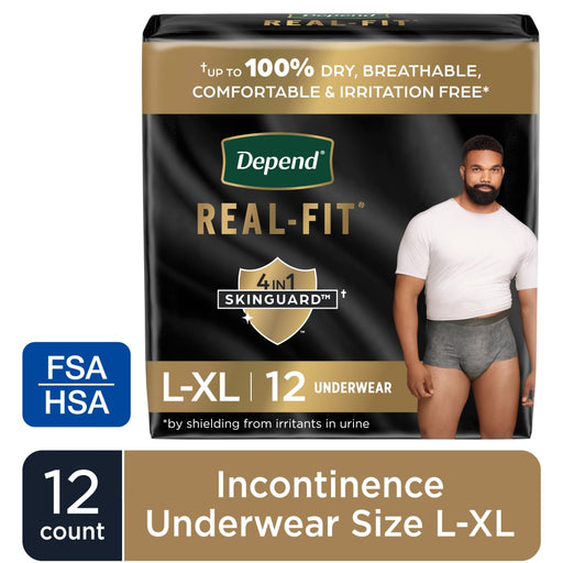 Depend Depend Real Fit  Underwear For Men Maximun Absorbency L-Xl 12Ct Underwear White Smoke